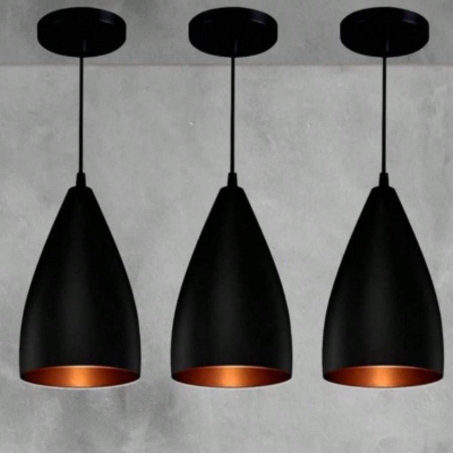 Kit 3 Luminarias Cone Canadá Luminaria Vegas Preto - Bronze