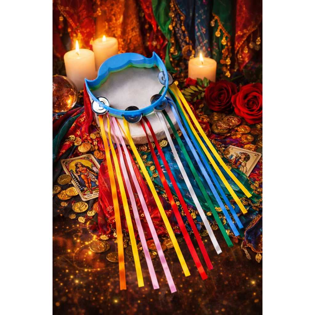 Pandeiro Meia Lua Cigano Com Fitas Coloridas em Oferta na Shopee