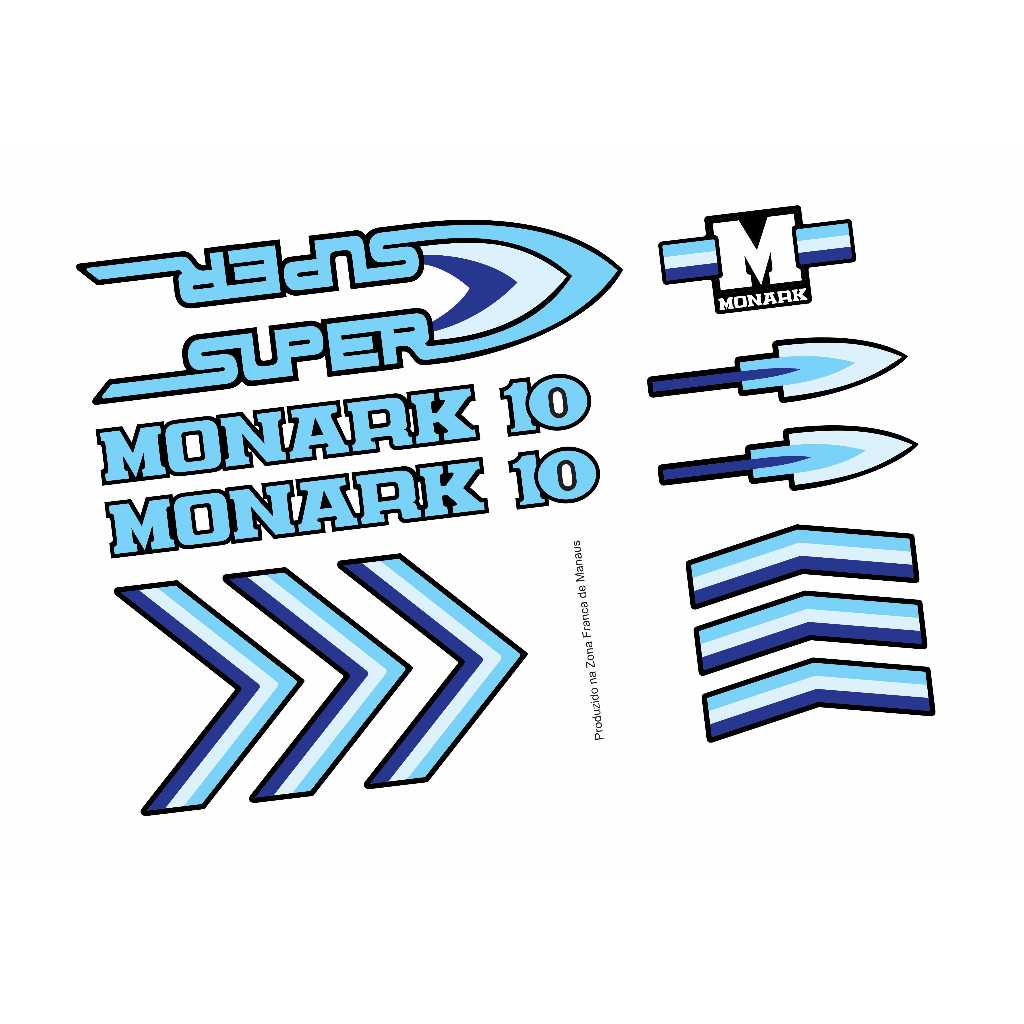 Adesivos Bicicleta Monark Super 10 1983 a 1986 Azul