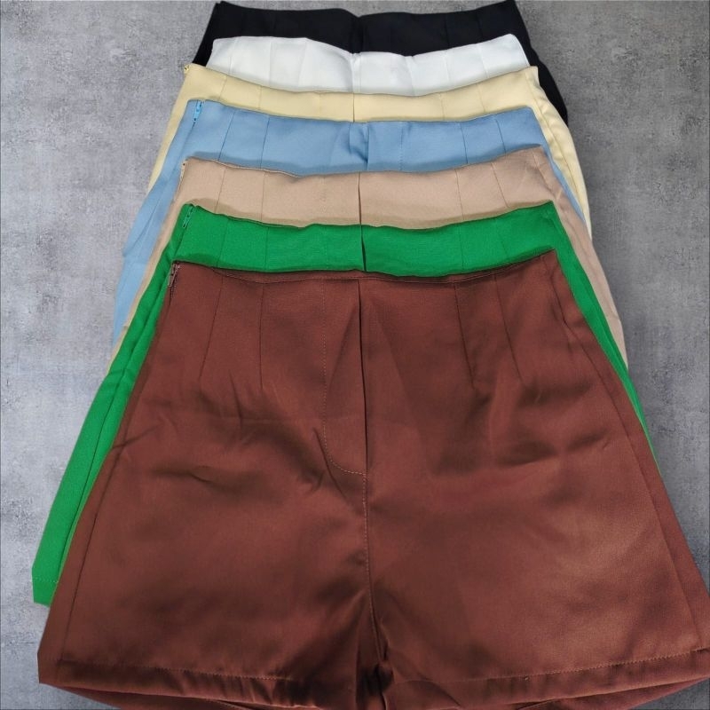 Short Feminino Alfaiataria Branco Cintura Alta Chic