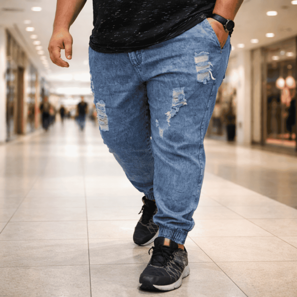 Calça Jeans Masculina Plus Size Destroyed – Estilo Despojado e Confortável | 100% Algodão