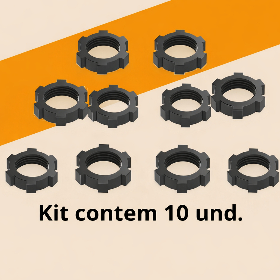 Kit 10 Porca Estrelada Porta Bico Intermediário/ Final333823