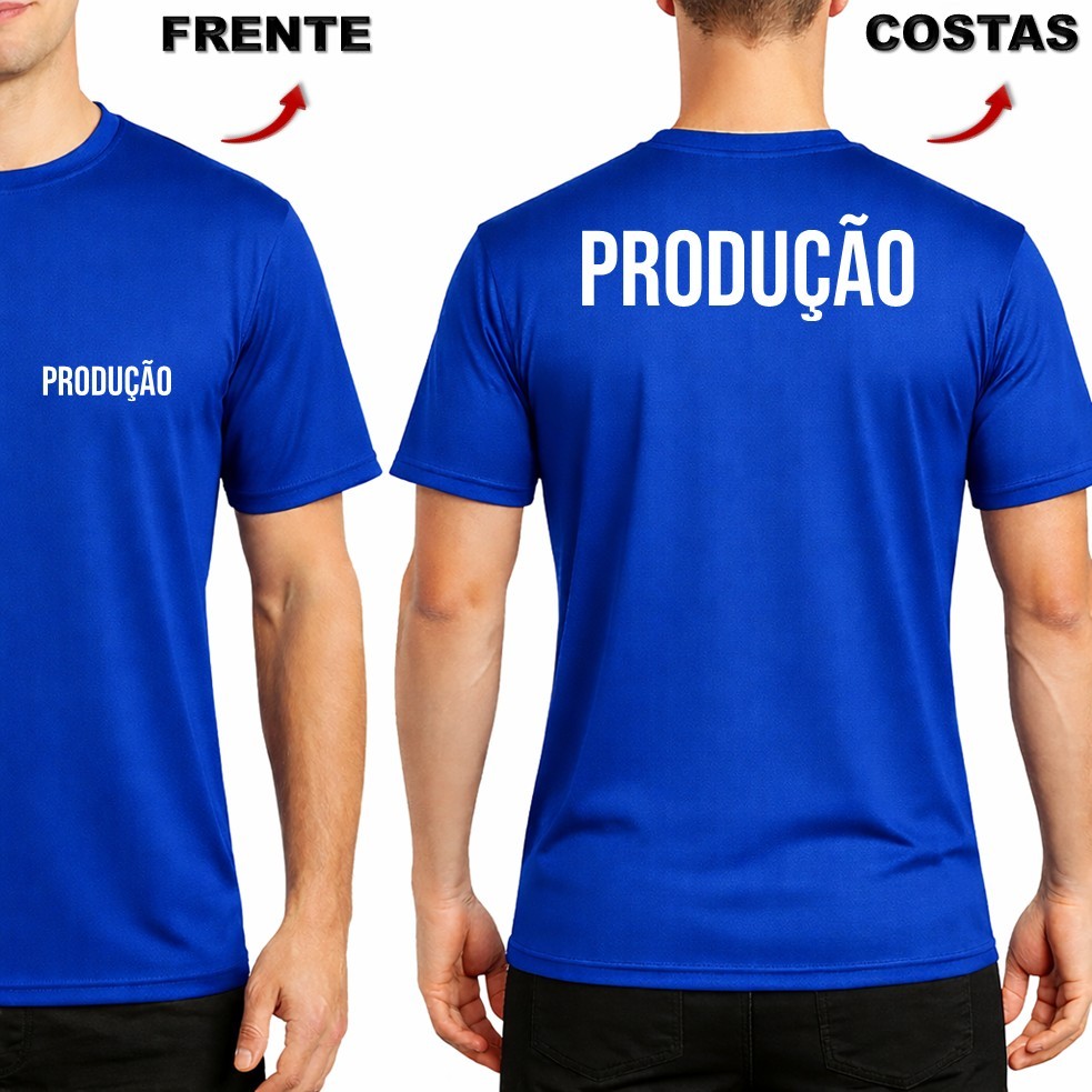 Camisa Camiseta Uniforme Masculina PRODUÇÃO Empresa Equipe Time Evento Casamento Staff Dry Fit