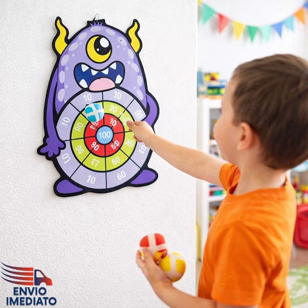 Detalhes do Brinquedo Educativo Infantil Tiro ao Alvo Velcro Coordenação Motora Criança