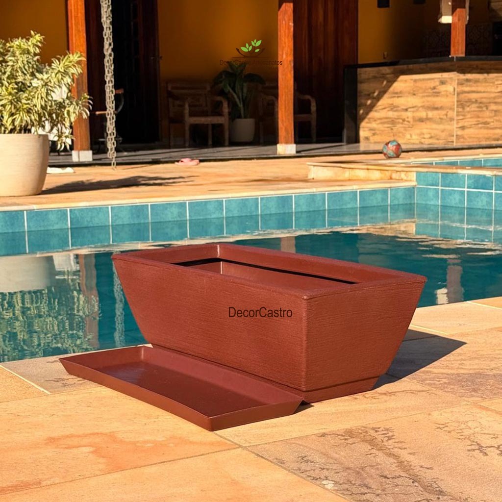 Vaso Jardineira 45X21 Para Plantas Floreira Escovado P Com Prato Coletor Alto Padrão decorativo