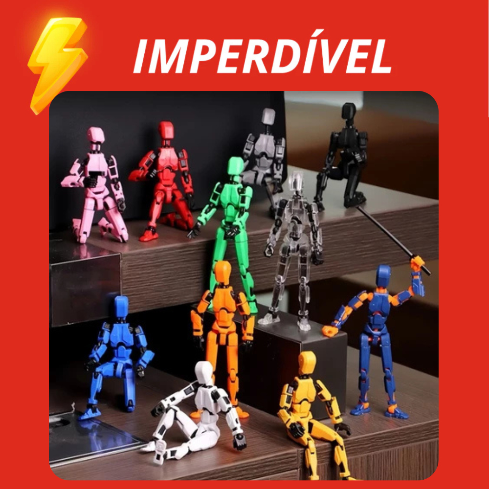 Boneco de Ação Articulado Dummy Impressão 3D -Kit Completo com Armas Brinquedo de Montar Anti-Stress