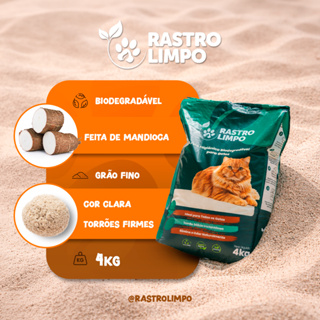 Areia Biodegradável Grãos Finos 4 Kg Higiênica - Rastro Limpo Premium Torrões Firmes para Gatos em Oferta na Shopee