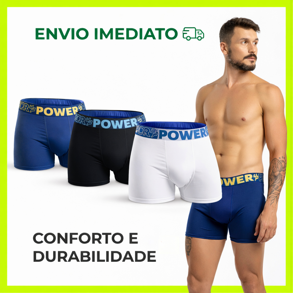 Kit 6 Cuecas Boxer Masculina Power Up Microfibra Conforto Anatômico