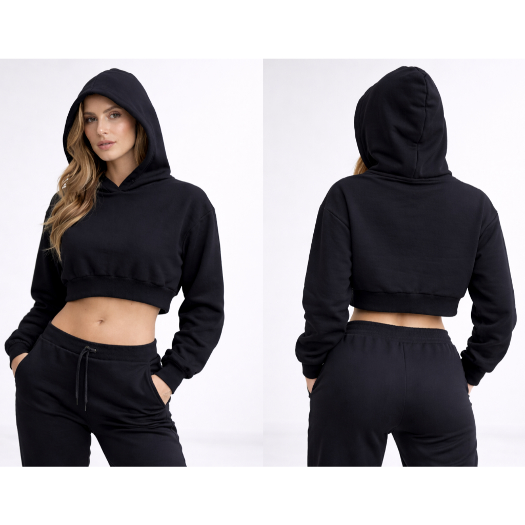 Cropped de Moleton Moda Inverno 2022 Blusa de Frio Modelo Blogueirinha 2022 PROMOÇAO