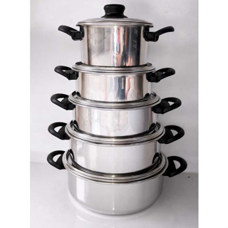 Jogo de Panelas 5 Peças Alumínio Polido Tradicional – Ideal para o Dia a Dia em Oferta na Shopee