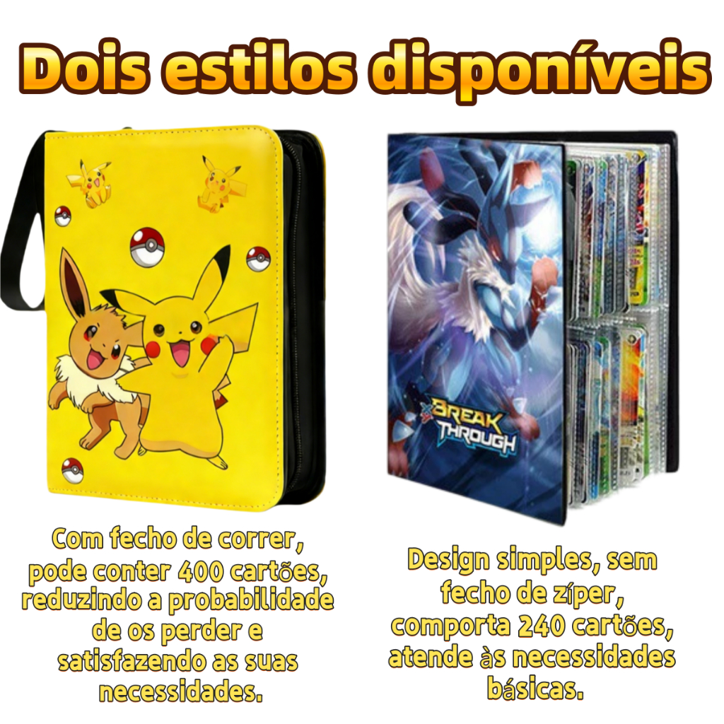 Álbum Porta Cartas para Cards TCG 240 / 400 Cartas Álbum para Colecionadores Não Inclui Cartas