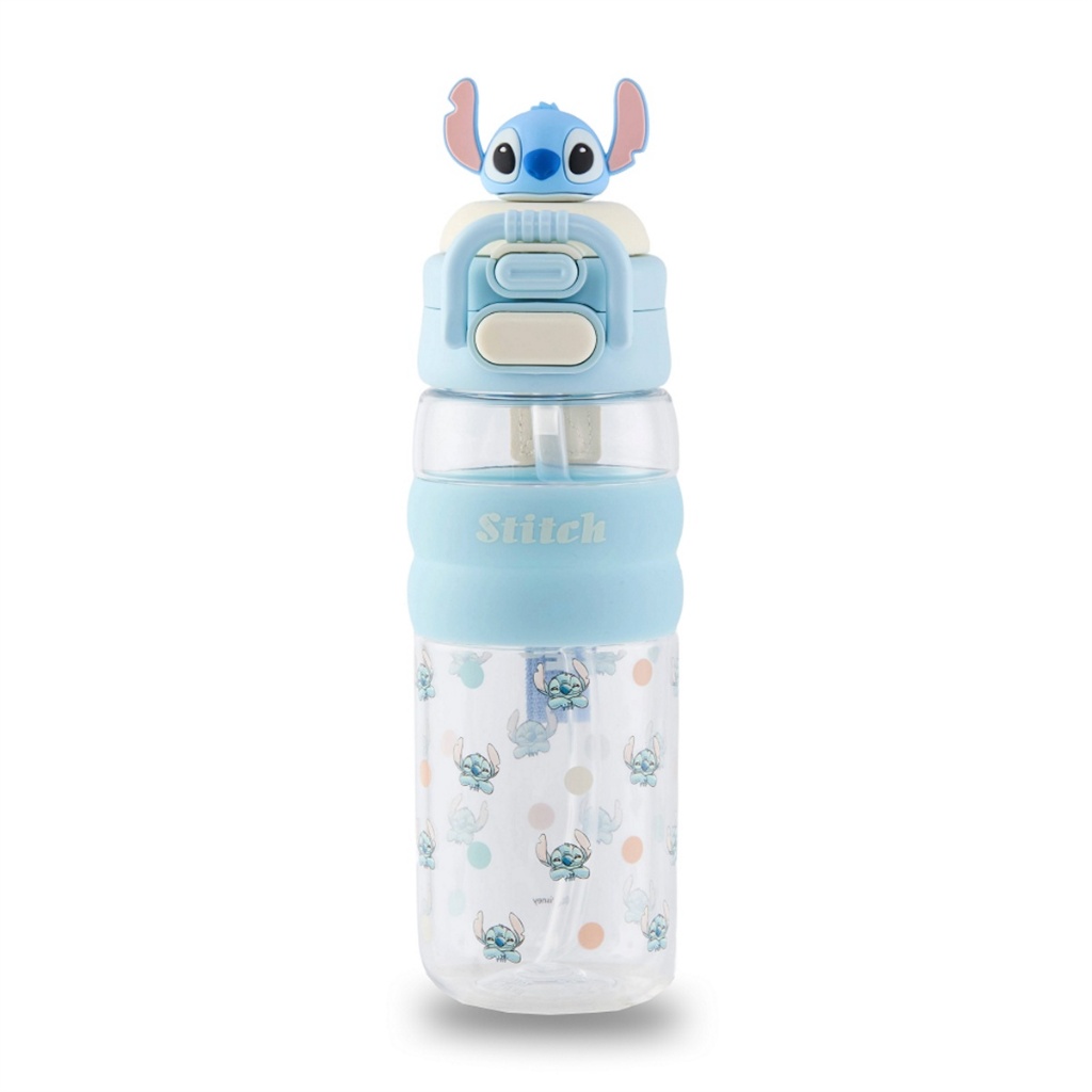 Garrafa de Água 600ml Stitch Antivazamento Azul Passeio Disney