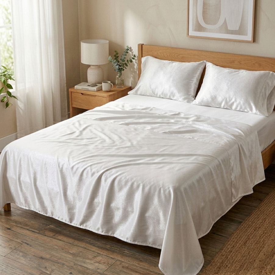 Jogo de Lençol Solteiro, Casal, Queen ou King 3 e 4 Peças Cetim Cintilante em Oferta na Shopee