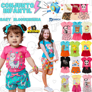 Kit 2,4 e 6 Conjunto Infantil Kit Verão Feminino Roupa Menina Blogueira Feminino Criança Bebê em Oferta na Shopee