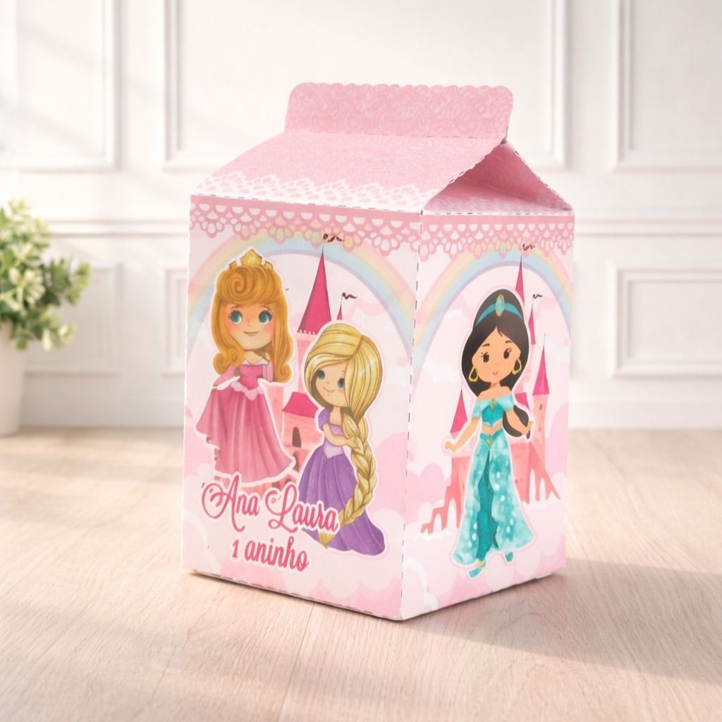 ENVIO RÁPIDO Caixa Milk PRINCESAS CUTE BABY Personalizada Pegue e Monte Lembrancinhas