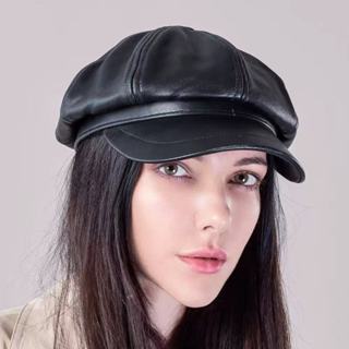 Boina Feminina De Couro Pu Estilo Britânico Com Aba Para Outono / Inverno / Octogonais em Oferta na Shopee