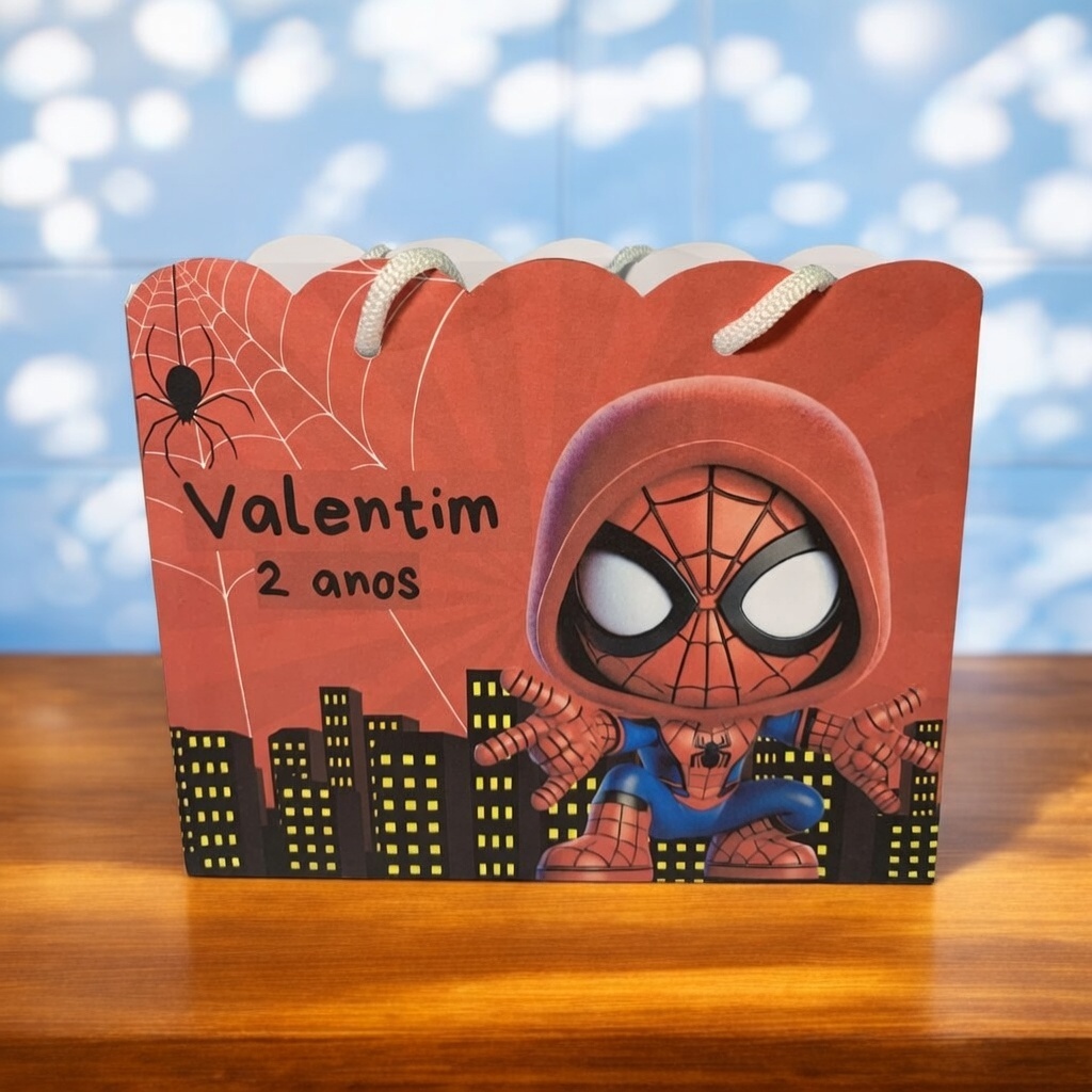 KIT 10 A 40 SACOLINHAS PERSONALIZADAS TEMA HOMEM ARANHA ANIVERSÁRIO INFANTIL | PEGUE E MONTE