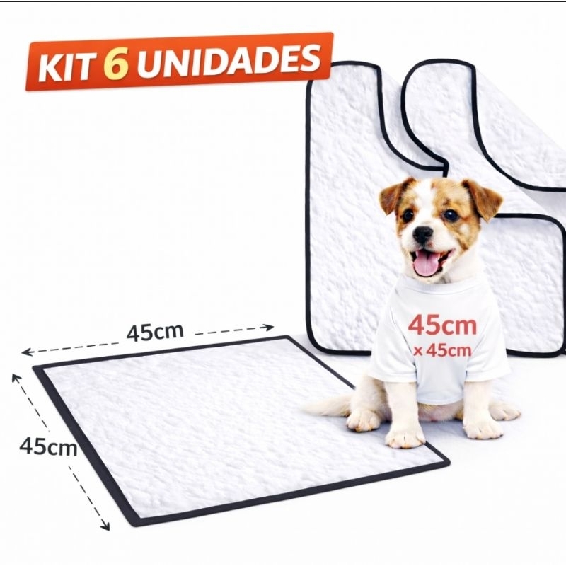 Tapetes Higiênicos Lavável Kit C/6UND  Para Pet Cachorro 45x45 Clássico Para Pets em Oferta na Shopee