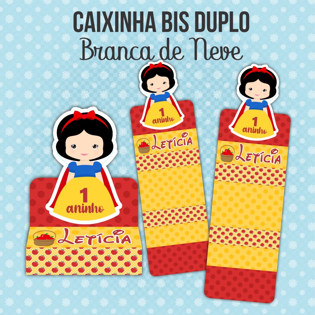 Caixinha Bis Duplo BRANCA DE NEVE menino menina festa aniversário infantil lembrancinha personalizada qualquer tema