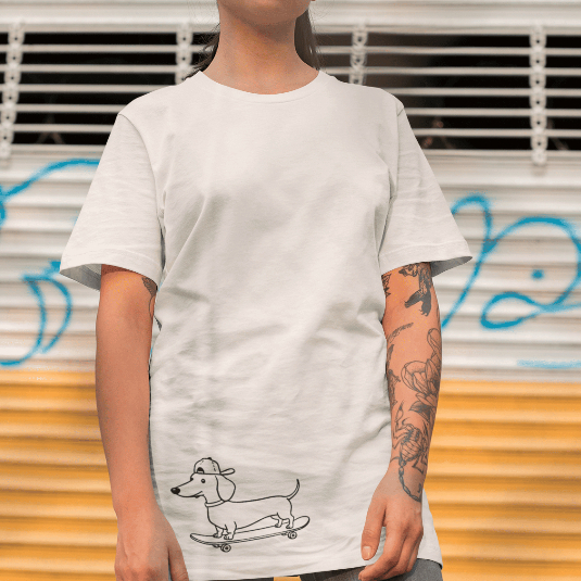 Camiseta Oversized Streetwear Dog Cachorro Skate Estilo 100% Algodão Estampada Skatista Camisa Unissex Confortável