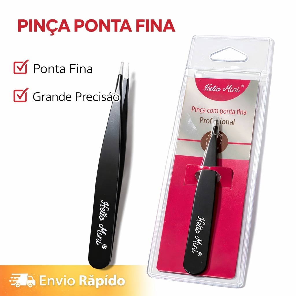 Pinça Ponta Fina Profissional Hello Mini Alta Precisão Para Sobrancelha Cílios Postiços e Maquiagem