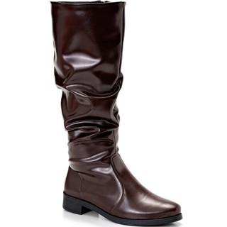 Bota Feminina Lumiss Montaria Slouchy Enrugada Salto Baixo Bico Redondo