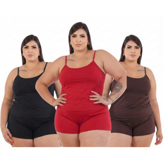 Kit 3 Pijama Baby Doll PLUS SIZE Short Doll MICRO Feminino Noite Fresquinho Qualidade Premium