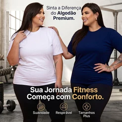 Camiseta Plus size Feminina Academia 100% Algodão Tamanho Extra Qualidade Impecável M ao G3 Básica