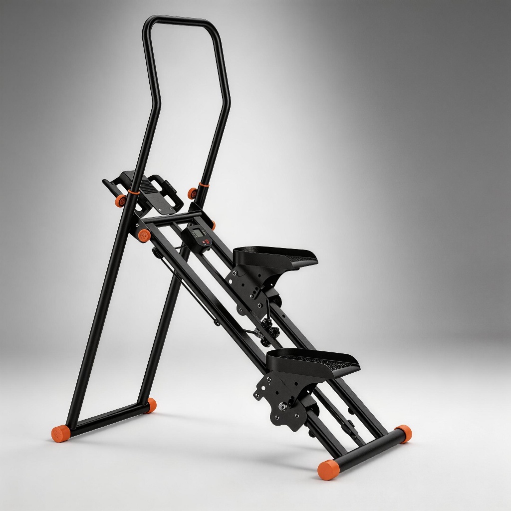 Simulador De Escada Adking Portátil Preto 130kg Com Tela E Guidão