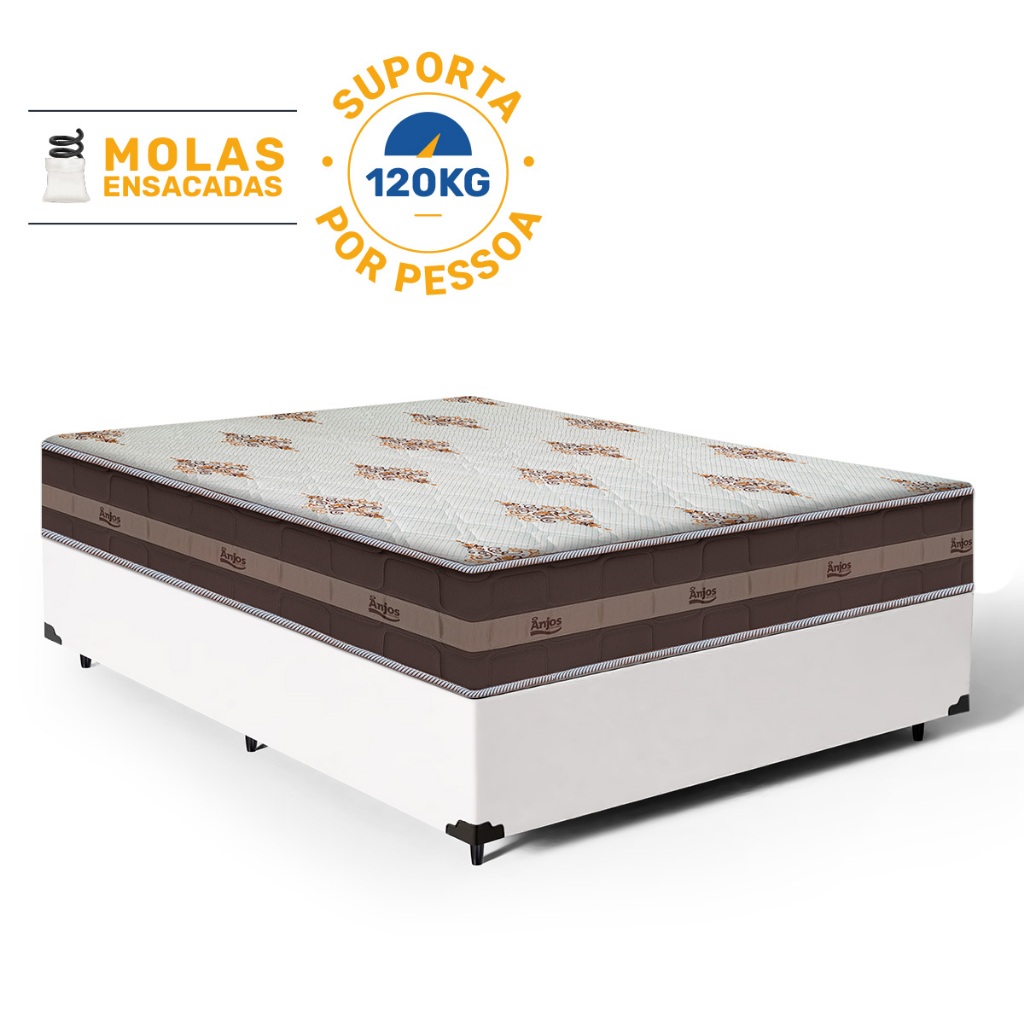 Cama Box com Colchão de Molas Ensacadas D'Angelis Classic Viúva 128cm
