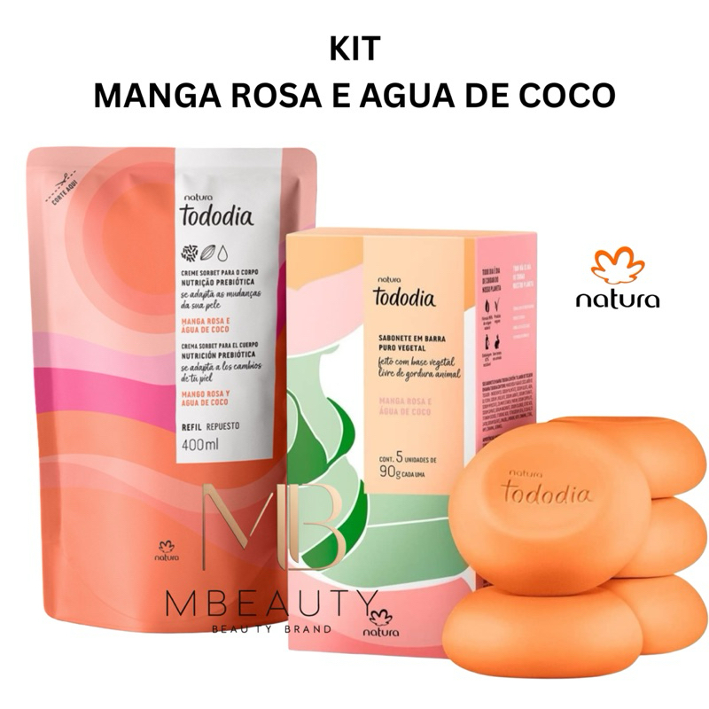 Natura Kit Sabonete Manga Rosa e Água de Coco e Hidratante Corpora Refil 400ml.