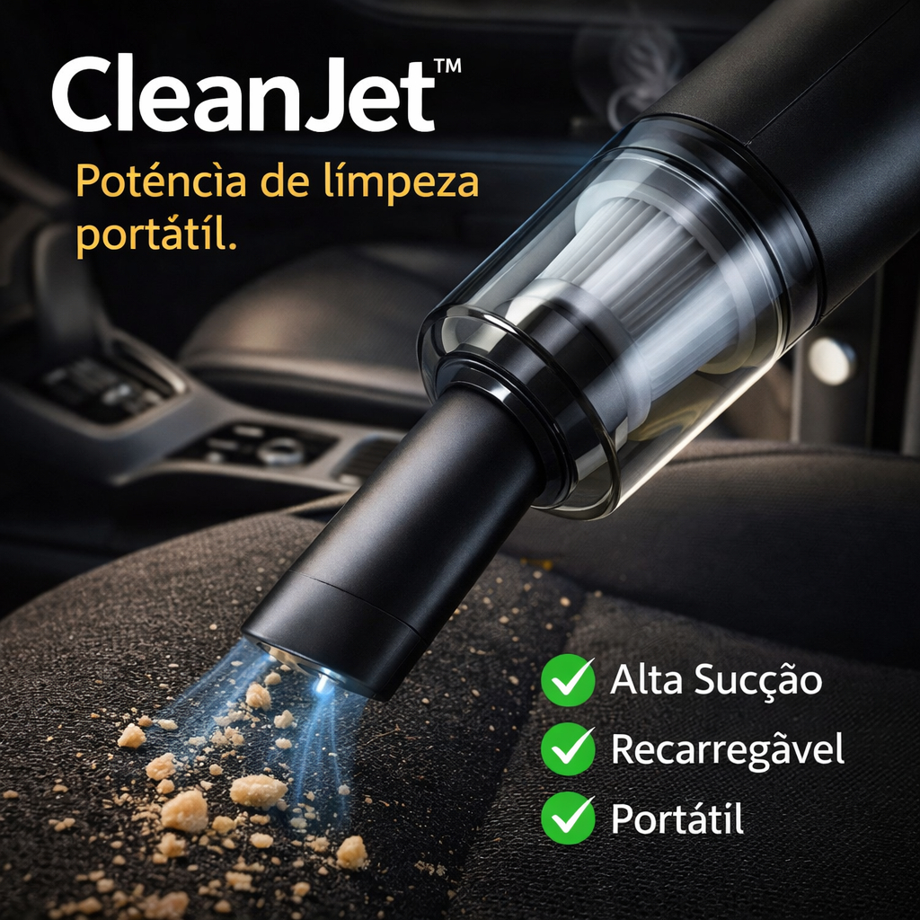Aspirador Portátil Recarregável Sem Fio CleanJet™ Max Pro Elite Mini Aspirador Potente Carro Casa