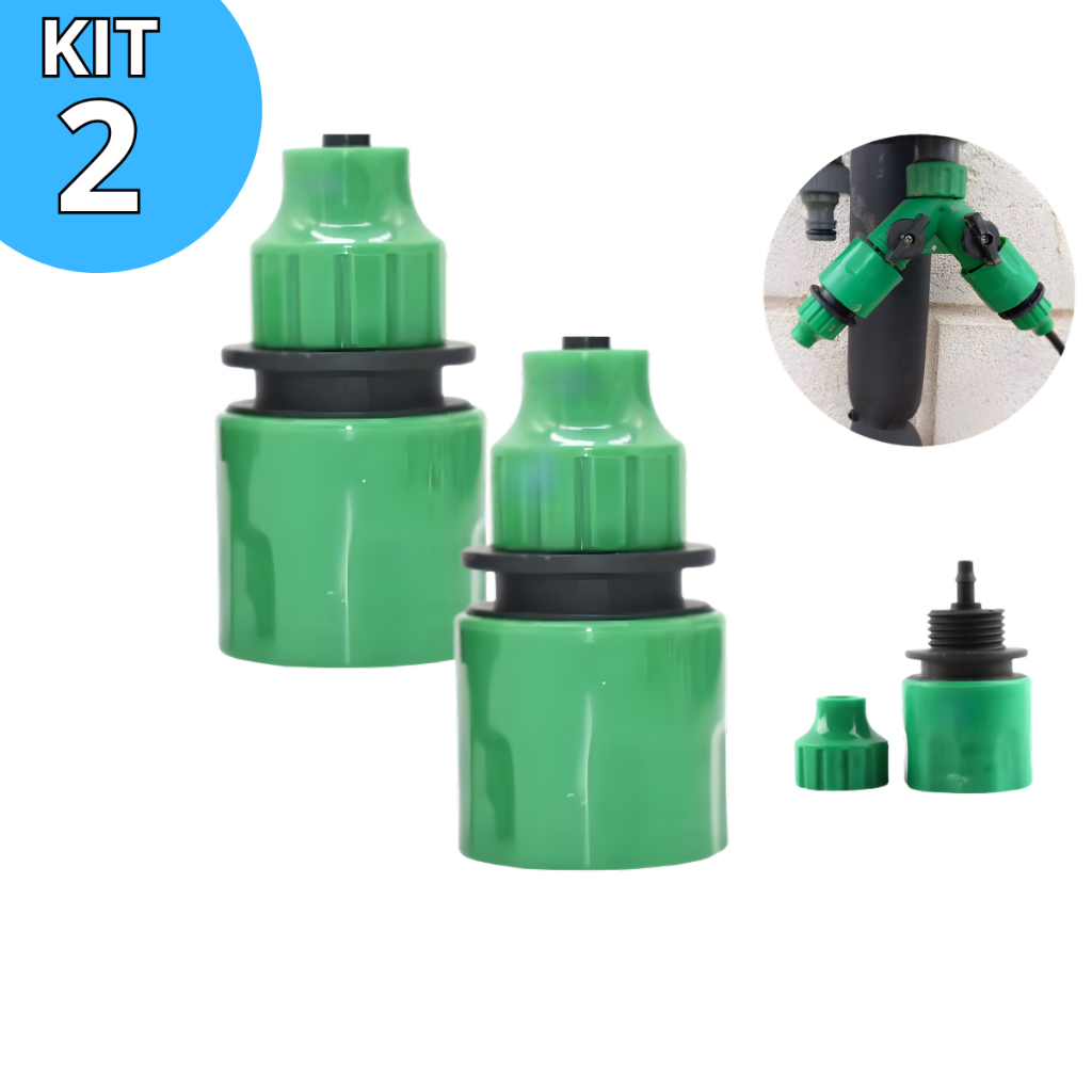 Kit 2 Unidades Engate Rápido Torneira Mangueira Micro 4mm 1/4 3/8 Irrigação Jardim Horta Gotejamento Nebulizador