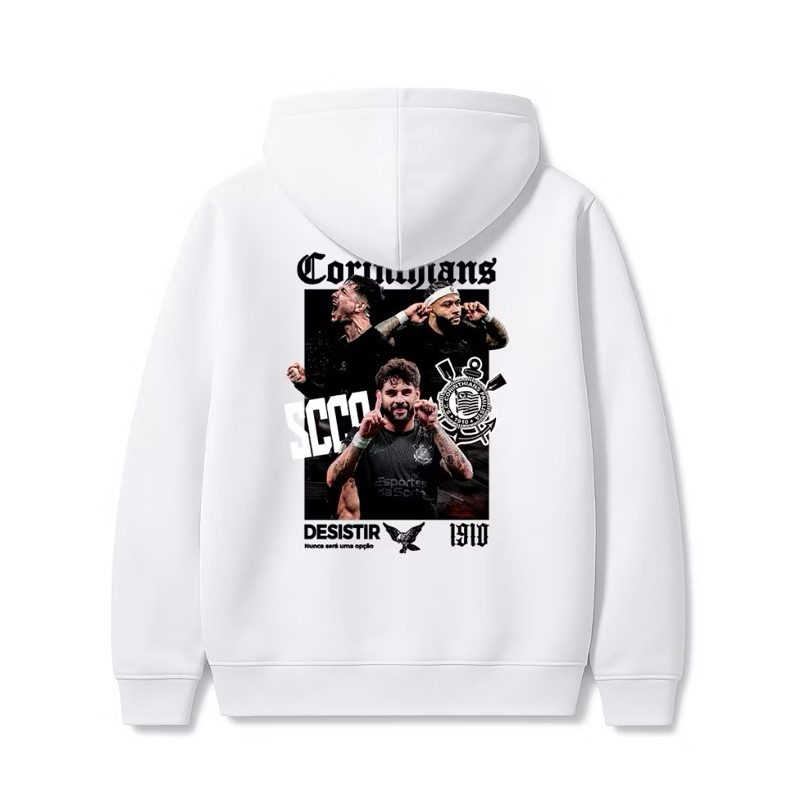 Moletom Corinthians Torcedor SCCP Pequeno na Frente e Estampa Grande nas Costas | Blusa de Frio Unissex