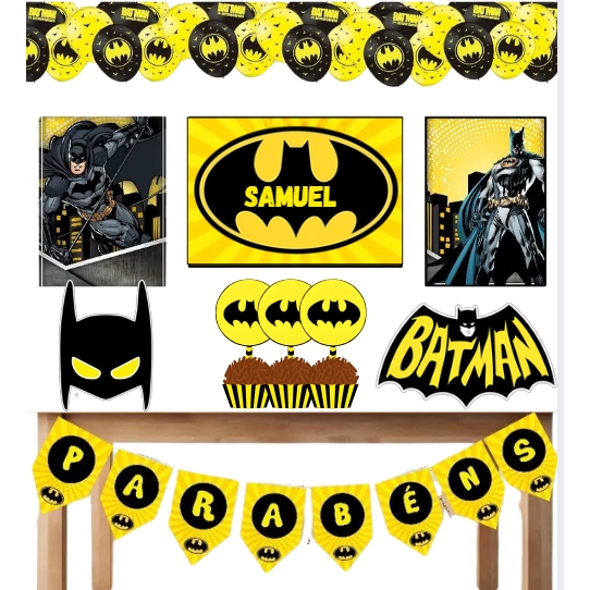 Kit Festa Batman “Só um Bolinho” 🎉 poster+ Display + Bandeirolas+ tags p/doci – Personalizado com Nome – TODOS OS TEMAS!