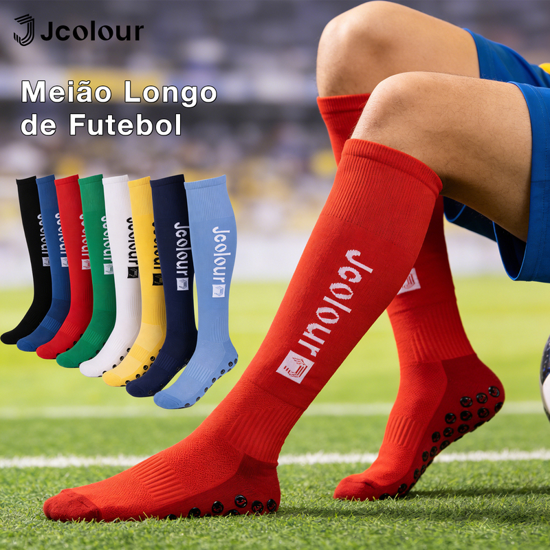 Kit 6 Pares Meião de Futebol Masculinas Profissionais Altura no Joelho Antiderrapantes