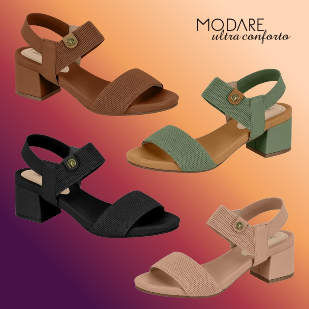 Sandália Feminina Modare Ultraconforto Esporão Leve Salto Bloco 7187.100