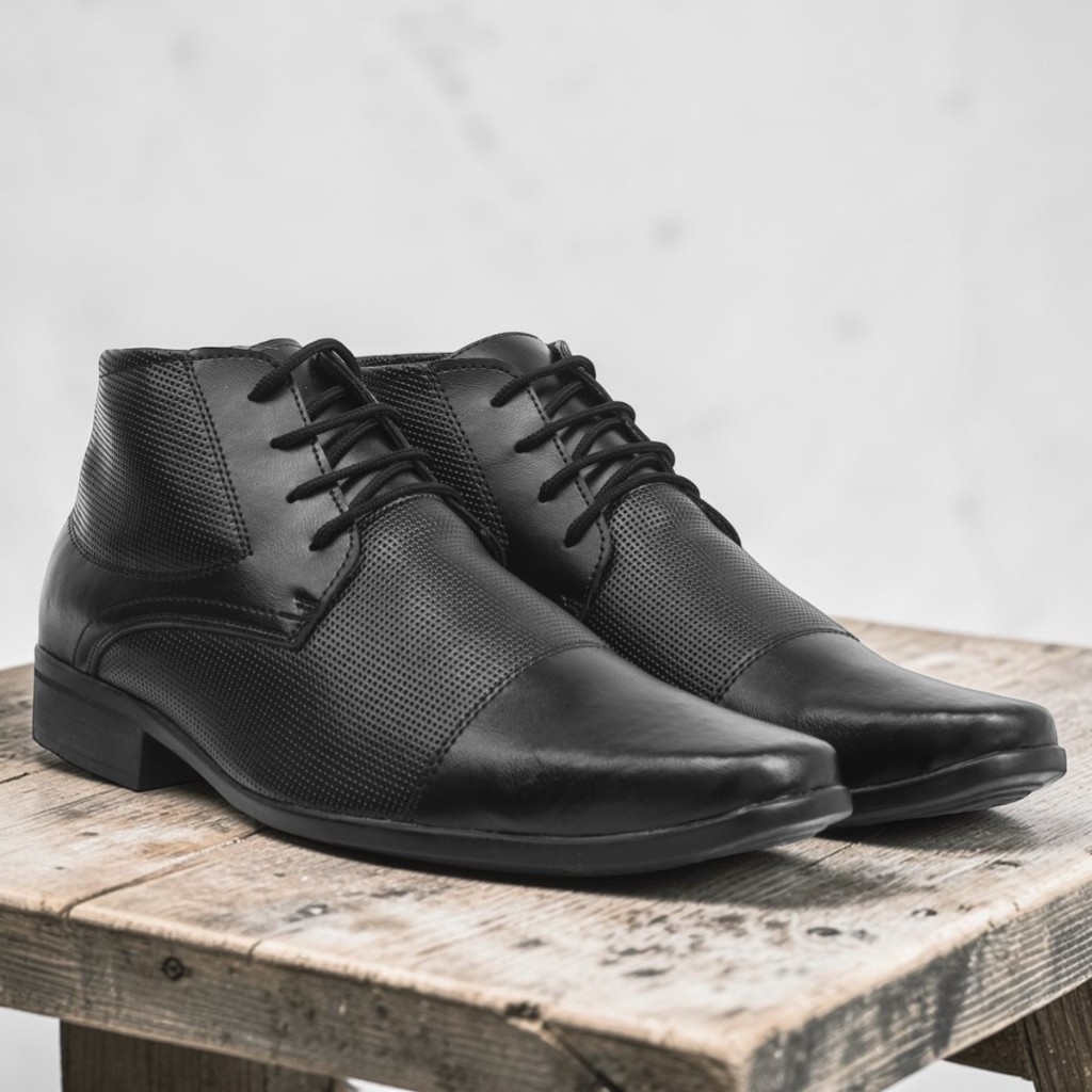 Bota Botina Social Masculina Couro Sintético Country Básica Cano Alto Ref 1081 Siroco