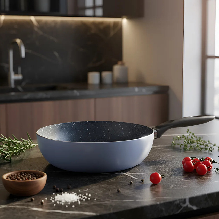 Panela Wok Frigideira Antiaderente Cerâmica 24 Cm 2.3L Jeans - Brinox