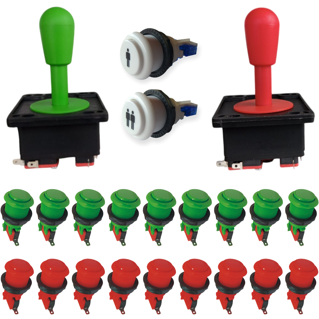 Kit Arcade 20 Botões Aegir Nylon C/ Micros + 2 Comandos Aegir Completos com Micros MK