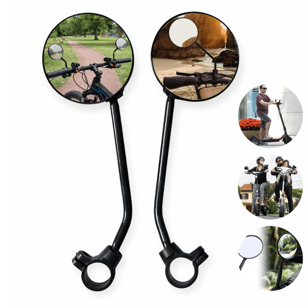 Par Retrovisor Bike Espelho 74mm Haste Longa Bicicleta Guidão Scooter Patinete