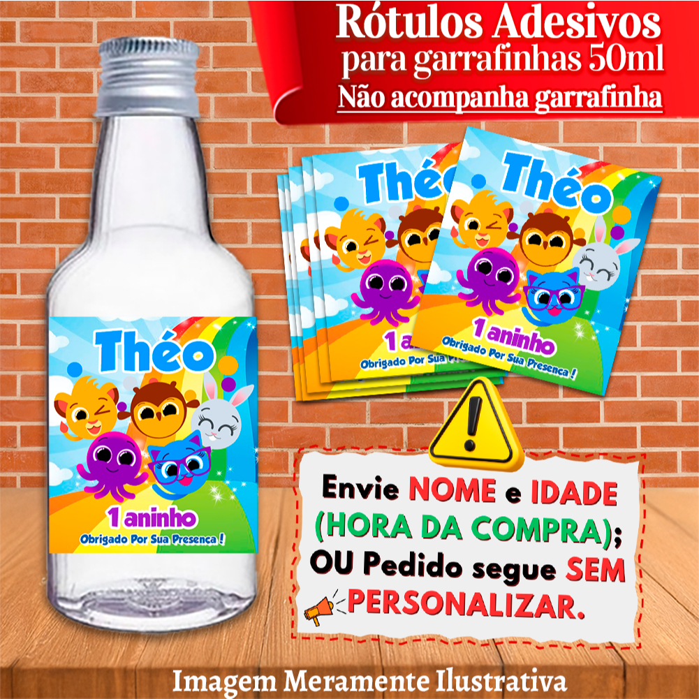Adesivos Personalizados Bolofofos azul e rosa - Carros Disney - Hot Wheels - Patrulha Canina Ideal Garrafinhas de 50ml