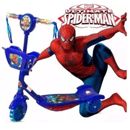 Patinete Infantil 3 Rodas Musica C/Cesta Luz Musica Personagens Masculino