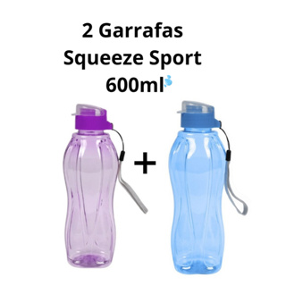 Kit 2 Garrafa Squeeze Sport 600ml Água Suco Academia Escola Faculdade Dia à Dia em Oferta na Shopee
