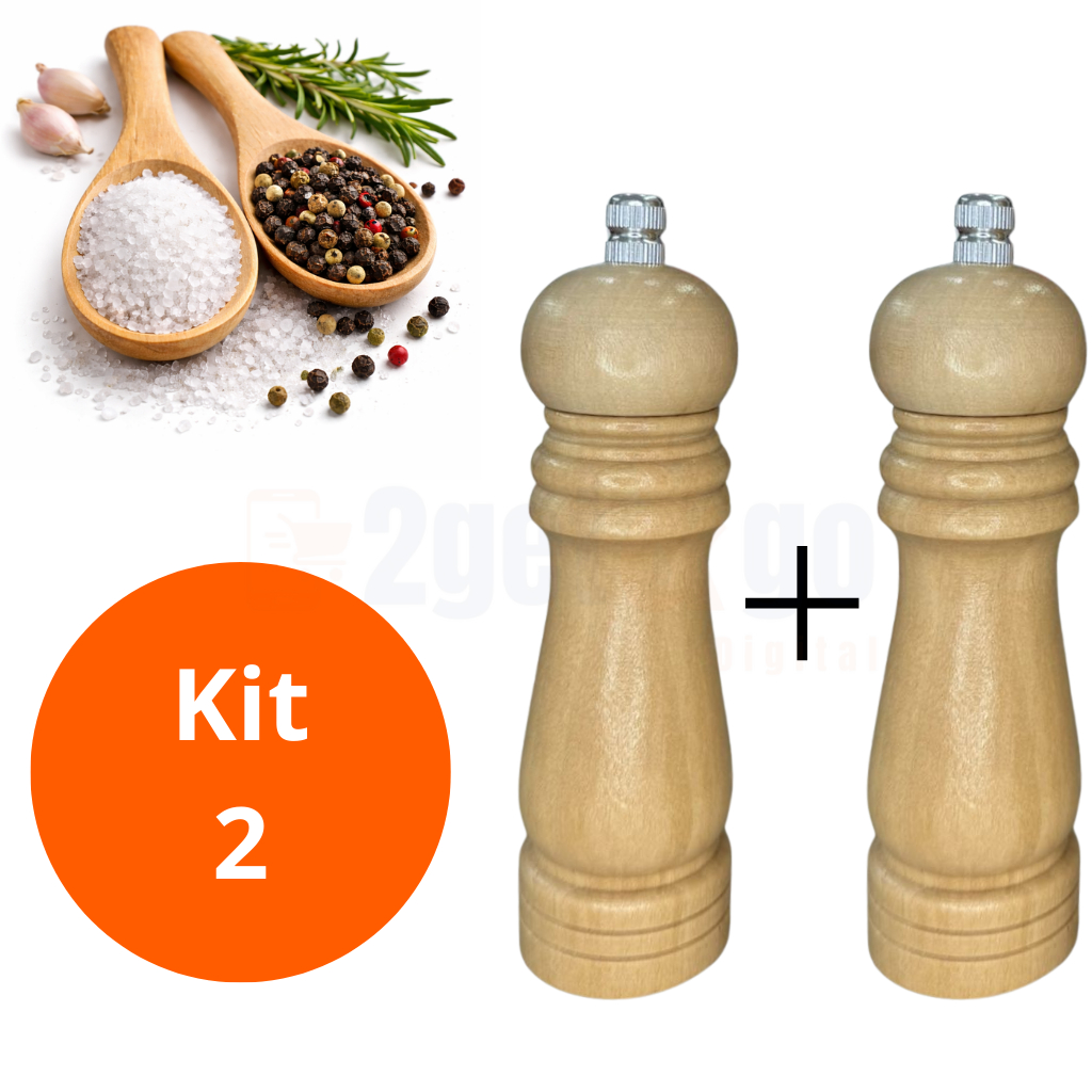 1/2 Moedores De Sal Pimenta Especiarias Condimentos Em Madeira Premium em Oferta na Shopee