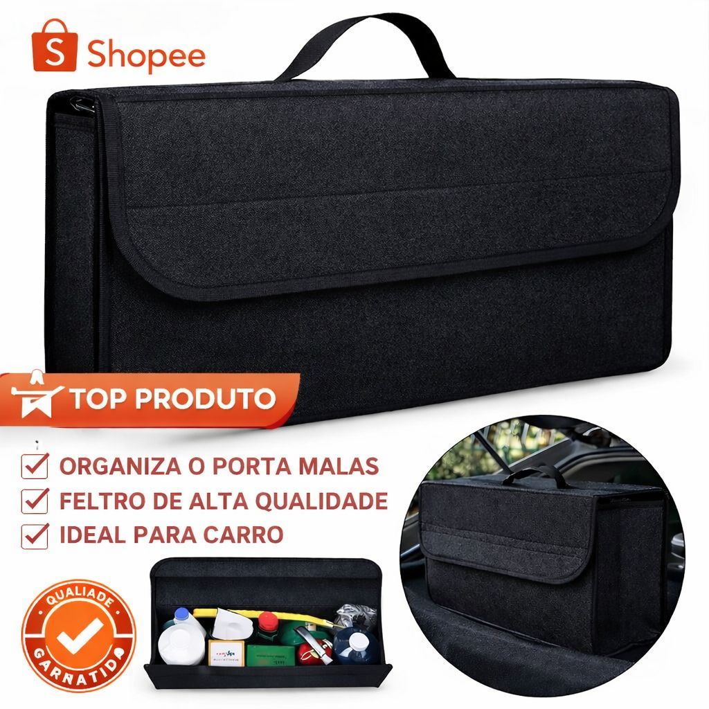 Organizador de Porta-Malas em Feltro Bem resistente  Cor PRETO – Alta Qualidade em Oferta na Shopee