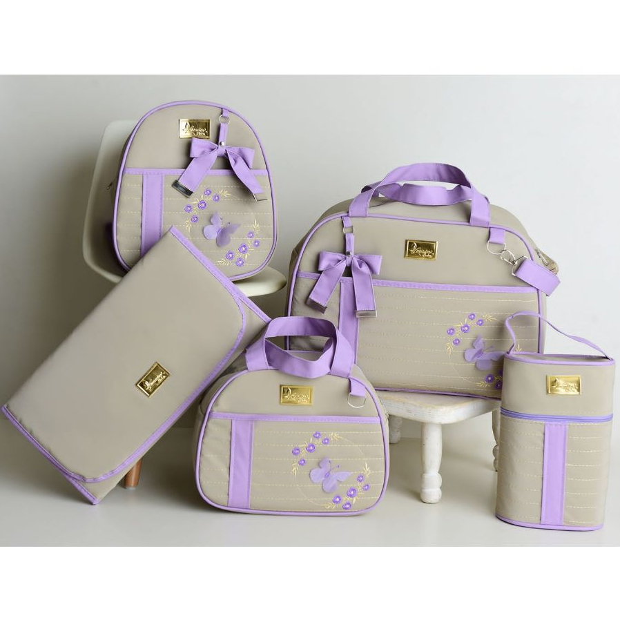 Bolsa Maternidade 5 Peças Mala Kit  Luxo Térmico Impermeável Julia Baby