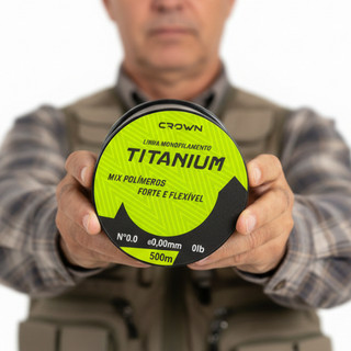 Linha De Pesca Crown Titanium Nylon Baixa Memória 500M Monofilamento Forte Resistente Pesqueiro Rio