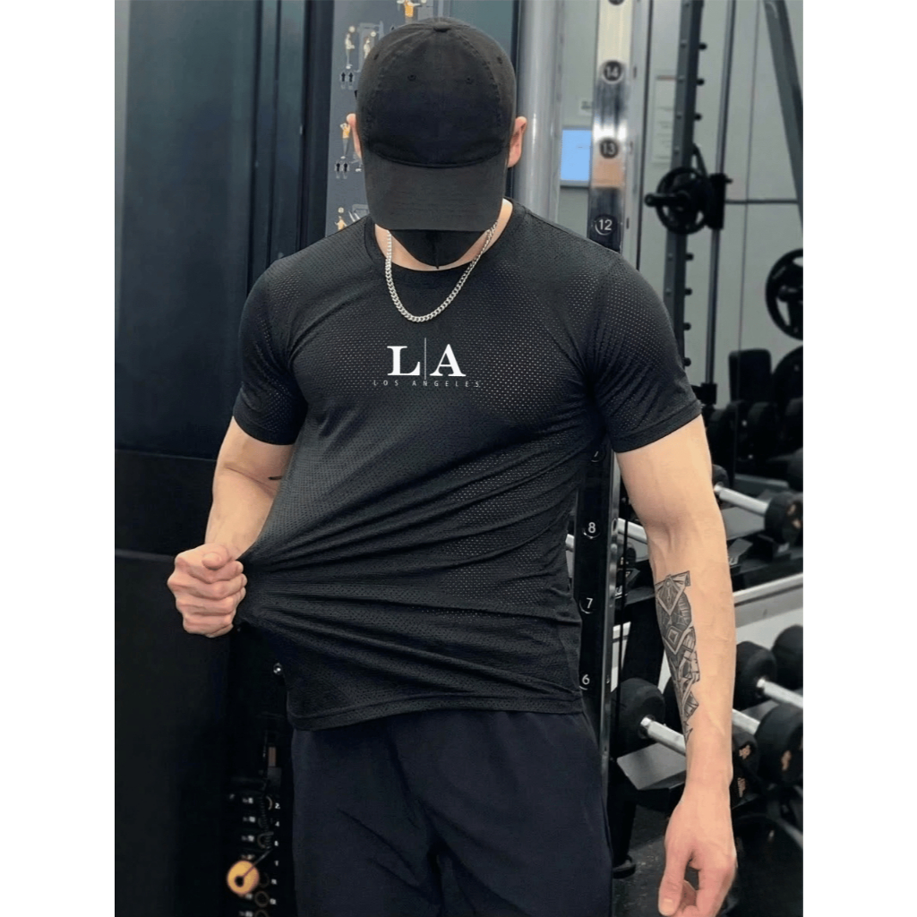 Camiseta Masculina Dry Fit Academia Treino Camisa Fitness Leve e Confortável Respirável L.Ange 03 em Oferta na Shopee