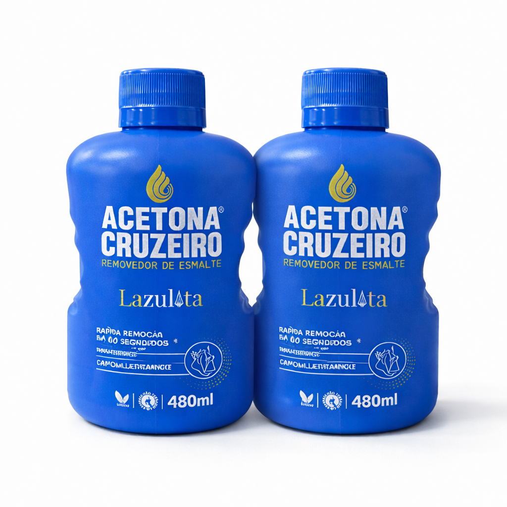 2 Acetonas Cruzeiro Lazulita 480ml Removedor de Esmalte Rápido Eficiente Beleza